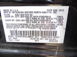 2014 MITSUBISHI OUTLANDER SPORT ES BLACK 20 AT 4WD 214002